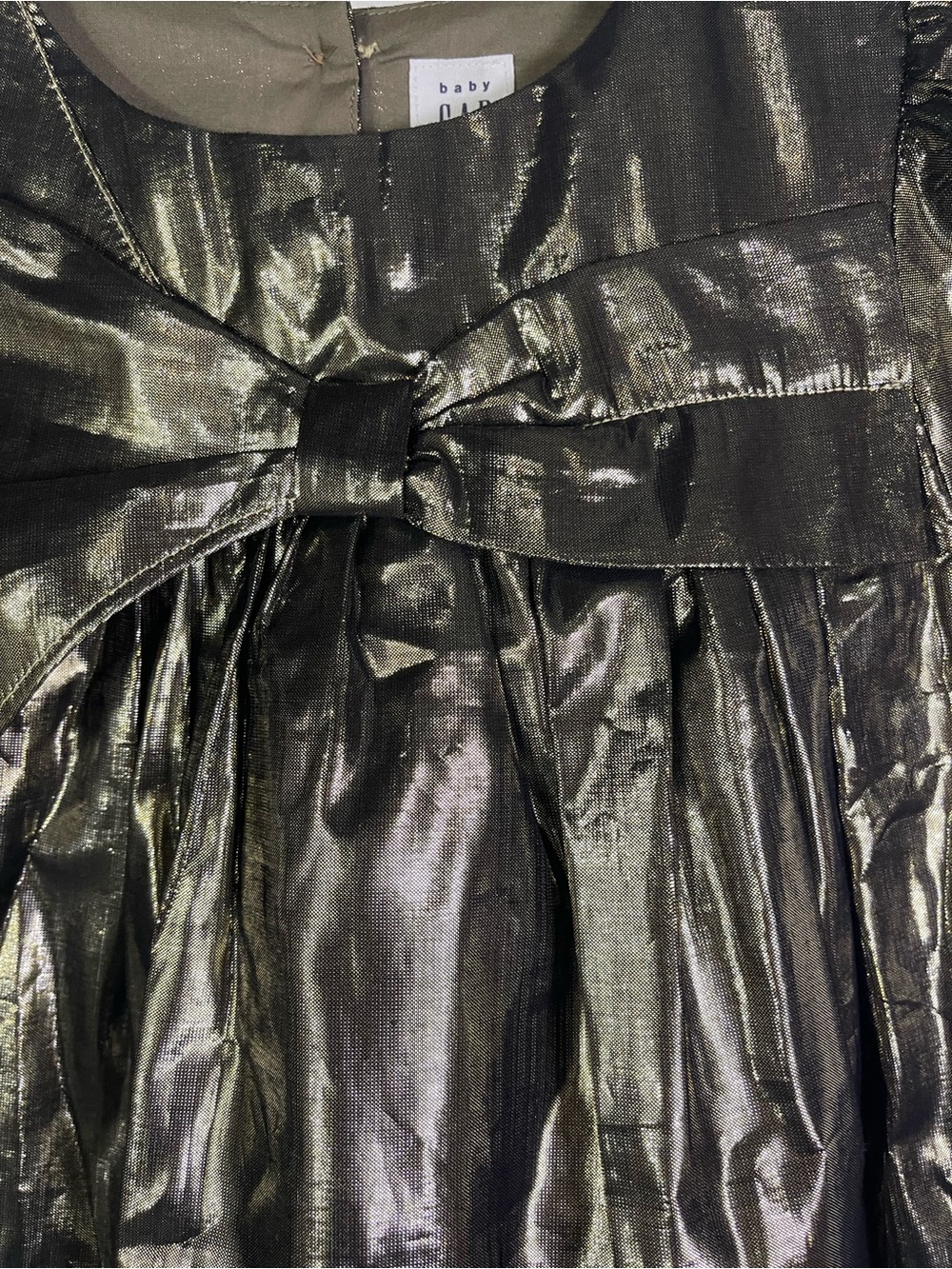 GAP Metallic Gold Puff Sleeve Dress - Picture 6 of 7